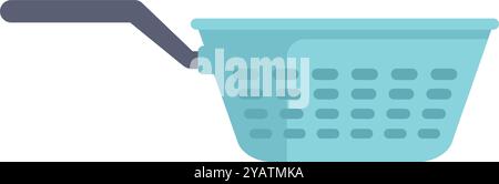 Kitchen colander with a handle, a modern kitchen utensil used for draining water from pasta Stock Vector