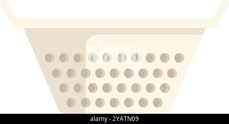 White empty plastic colander with handles, a simple design for washing vegetables, pasta, salad and other foods Stock Vector