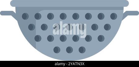 Simple illustration of a metal colander, a common kitchen tool used for draining water from food Stock Vector