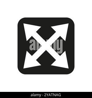 Minimalist full screen icon with arrows pointing outward, representing zoom or expand functions in digital interfaces. Stock Vector