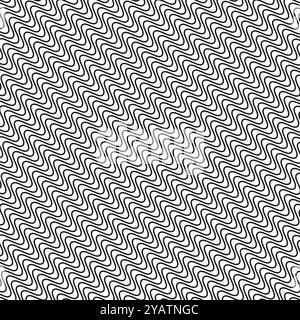 Seamless black and white wavy line pattern, great for backgrounds or abstract designs. Stock Vector