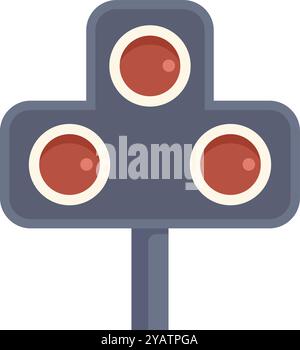 Illustration of a traffic light showing a stop signal, with three red lights illuminated Stock Vector