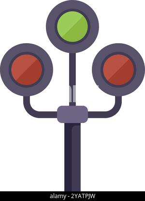 Railway traffic light with green and red signals is controlling the movement of trains Stock Vector