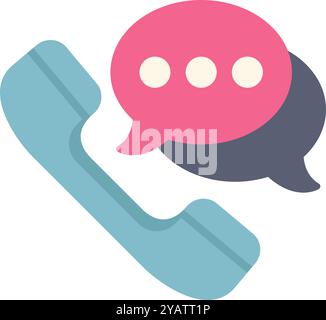 Blue phone handset with two speech bubbles, symbolizing communication and conversation Stock Vector