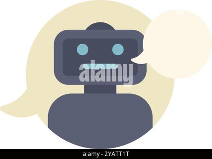 Modern chatbot giving an answer inside a speech bubble, illustrating artificial intelligence communication Stock Vector