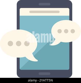 Smartphone is displaying chat bubbles, representing a conversation taking place through a messaging application Stock Vector