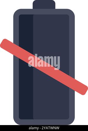 Empty battery with red warning sign, indicating low energy levels and need for charging Stock Vector