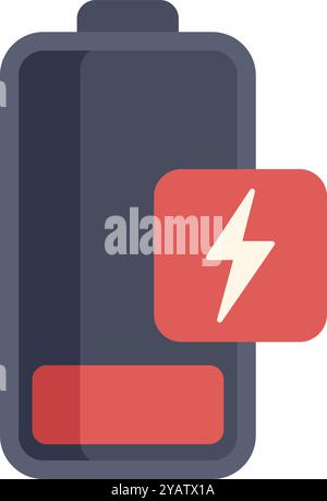 Battery icon is indicating a low charge level Stock Vector