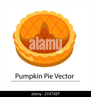 Colorful Vector Illustration of a Pumpkin Pie Icon,Thanksgiving day. Stock Vector