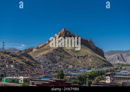 Overlook Gyangze Palkor Monastery (Baiju temple). Taken on the Gyangtse (Gyangze) of Tibet. Stock Photo