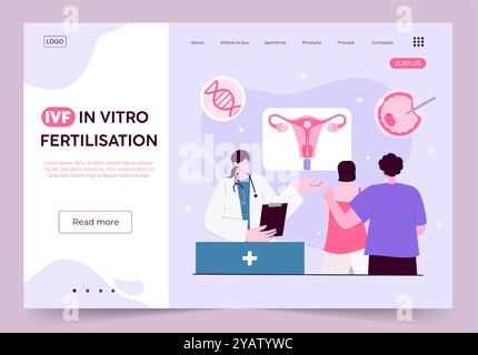 In vitro fertilization process with woman and embryo. Vector ...