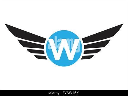 Letter W Transportation Logo Design. Wing Symbol For Freight Sign Stock Vector