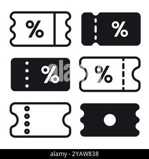 Discount coupon icon set Stock Vector