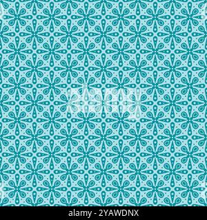 Flower Tile Seamless Pattern. Talavera Style Pattern Design Stock Vector