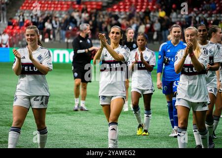 Vancouver, Canada. 15th Oct, 2024. Vancouver, British Columbia, Canada, October 15th 2024: Vancouver Whitecaps FC Girls Elite applauds to fan supporters after the Concacaf W Champions Cup group stage match between Vancouver Whitecaps FC Girls Elite and Portland Thorns FC at BC Place Stadium in Vancouver, British Columbia, Canada (EDITORIAL USAGE ONLY). (Amy Elle/SPP) Credit: SPP Sport Press Photo. /Alamy Live News Stock Photo