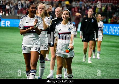 Vancouver, Canada. 15th Oct, 2024. Vancouver, British Columbia, Canada, October 15th 2024: Vancouver Whitecaps FC Girls Elite applauds to fan supporters after the Concacaf W Champions Cup group stage match between Vancouver Whitecaps FC Girls Elite and Portland Thorns FC at BC Place Stadium in Vancouver, British Columbia, Canada (EDITORIAL USAGE ONLY). (Amy Elle/SPP) Credit: SPP Sport Press Photo. /Alamy Live News Stock Photo