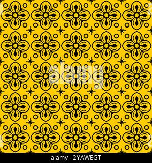Flower Tile Seamless Pattern. Talavera Style Pattern Design. Batik Motif Design Stock Vector