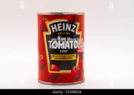 Wolverhampton, UK - October 15 2024: Can of Heinz Tomato Soup with a white background Stock Photo