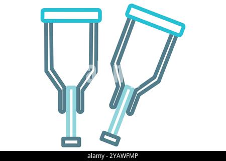 Crutches icon. line icon style. icon related to medical. health elements vector illustration Stock Vector