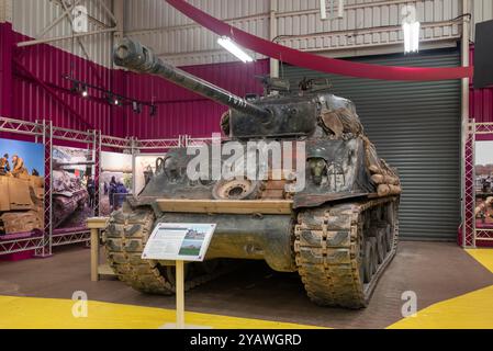 The famous Sherman tank from the film Fury on display at Bovington tank museum.  October 2024. Stock Photo