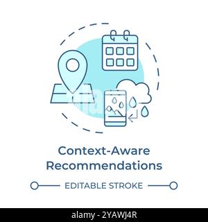 Context-aware recommendations soft blue concept icon Stock Vector