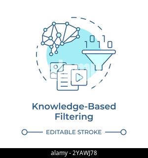 Knowledge-based filtering soft blue concept icon Stock Vector