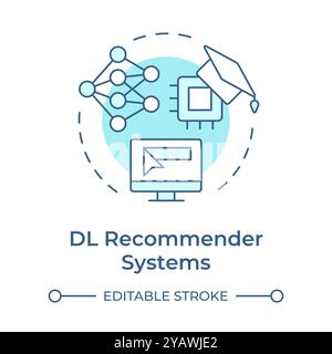 DL recommender systems soft blue concept icon Stock Vector