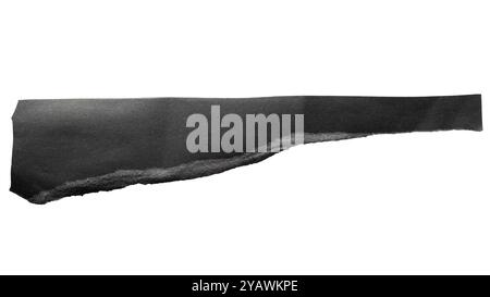 Torn long black paper for using as a text box on white background with clipping path Stock Photo
