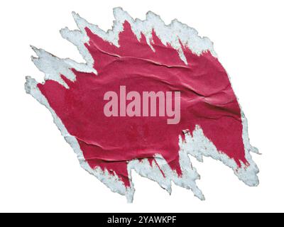 Peeled red spiky shape paper on white background with clipping path Stock Photo