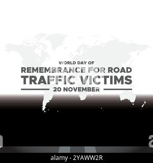 World Day of Remembrance for Road Traffic Victims, 20th November. greeting card, banner, post design. Stock Vector