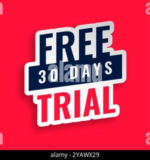 sticker style 30 days free trial background design vector Stock Vector