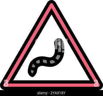 warning symbol worm parasite line icon vector. warning symbol worm ...