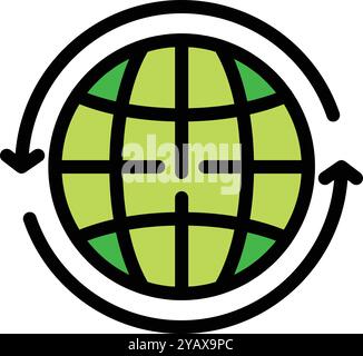 Circular economy concept icon with a green globe and two arrows showing a circular movement Stock Vector