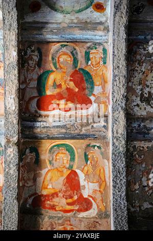 Cave 10, the Ajanta Caves, a UNESCO World Heritage Site, are 30 rock-cut Buddhist cave monuments dating from the second century BCE to about 480 CE, l Stock Photo