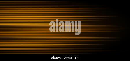 Abstract golden laser beam. Lighting effect. Directional spotlight. Light streaks fading into darkness on a black background, creating a dynamic and a Stock Vector