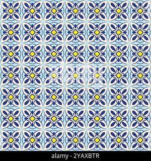 Talavera Flower Pattern Design. Tile Simple Design Pattern Stock Vector