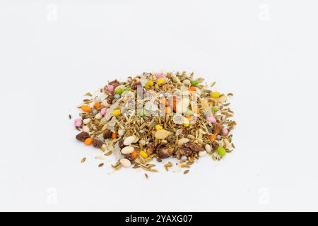 Close-Up of Colorful Traditional Mouth Freshener and Digestive Spice and Seed Blend on White Isolated Background. They are Traditionally Served at the Stock Photo