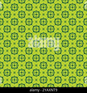 Tile Flower Pattern With Green Color. Talavera Pattern. Batik Motif vector Stock Vector