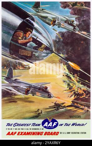 American, US, WW2, Recruitment poster, United States Army Air Forces (USAAF or AAF), The Greatest Team in the World, Clayton Knight, 1942-1945 Stock Photo