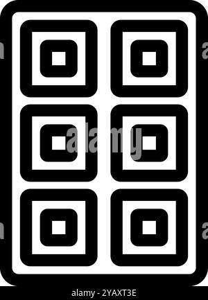 Simple vector icon of a chocolate bar divided into squares, perfect for projects related to sweet treats Stock Vector