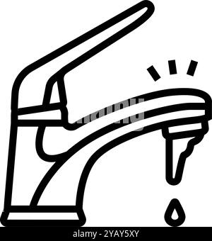 dripping faucet water saving line icon vector illustration Stock Vector ...