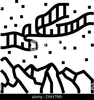 aurora borealis natural phenomena line icon vector illustration Stock ...
