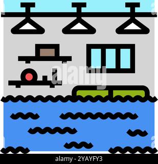 water rising inside home color icon vector. water rising inside home ...