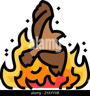 firebreak line wildfire disaster color icon vector illustration Stock ...