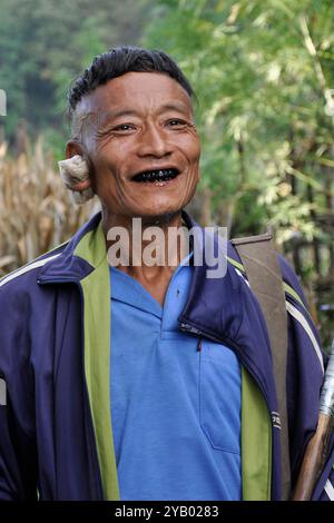 India, Arunachal Pradesh, Tirap region, Wancho tribe, portrait Stock Photo