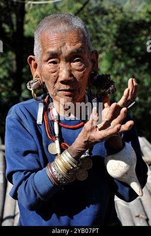 India, Arunachal Pradesh, Tirap region, Khonsa, Nocte tribe woman Stock Photo