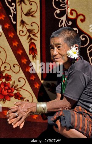 India, Arunachal Pradesh, Tirap region, Khonsa, Nocte tribe woman Stock Photo