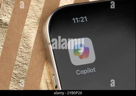 New York, USA - October 14, 2024: Icon of microsoft copilot app on display close up view Stock Photo