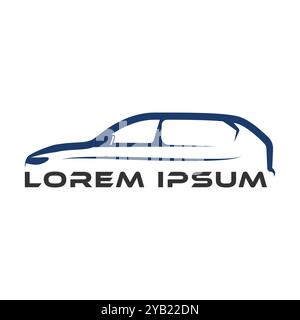Simple Minimalist Van or Minivan Crossover SUV Car Line Logo Icon Symbol Design Vector Stock Vector