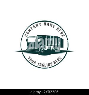 Vintage Retro Garbage Trash Truck Badge Emblem Label Icon Illustration Logo Design Vector Stock Vector